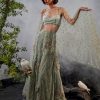 Bridal Esha Sethi Thirani | Grey Green Cape Lehenga Set