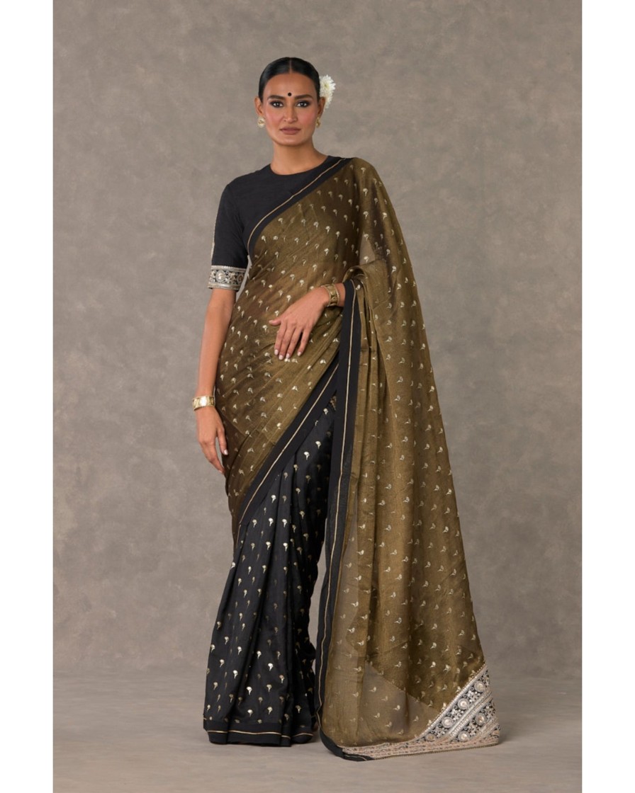 Womens House of Masaba | Black Winegarden Tissue Sari Set