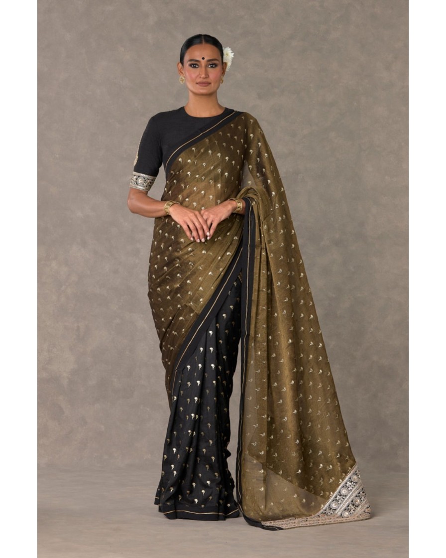 Womens House of Masaba | Black Winegarden Tissue Sari Set