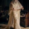 Womens Seema Gujral | Ivory Three-Dimensional Sari With Strappy Blouse