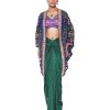 Womens Siddhartha Bansal | Oriental Blue Hand Embroidered Shrug Set