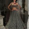 Bridal Seema Gujral | Emerald Green Scalloped Lehenga Set