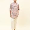 Mens SVA Menswear | Pink Printed Kurta Set With Bandi