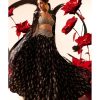 Womens Bhumika Sharma | Black Floret Lehenga U0026 Cape Set