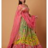 Womens Siddhartha Bansal | Yellow-Green Ombre Embroidered Lehenga Set