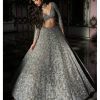 Bridal Seema Gujral | Silver Abstract Lehenga Set