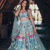 Womens Aisha Rao | Blue Embellished Lehenga Set