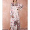 Womens Payal Singhal | Gray Gulbagh Print Velvet Kaftan