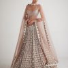 Womens Vvani by Vani Vats | Deep Beige Chandelier Pearl Drop Lehenga Set