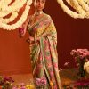 Womens Siddhartha Bansal | Sage Green Multi Border Embroidered Sari Set