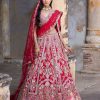 Bridal Dolly J | Eleni Maroon Raw Silk Bridal Lehenga