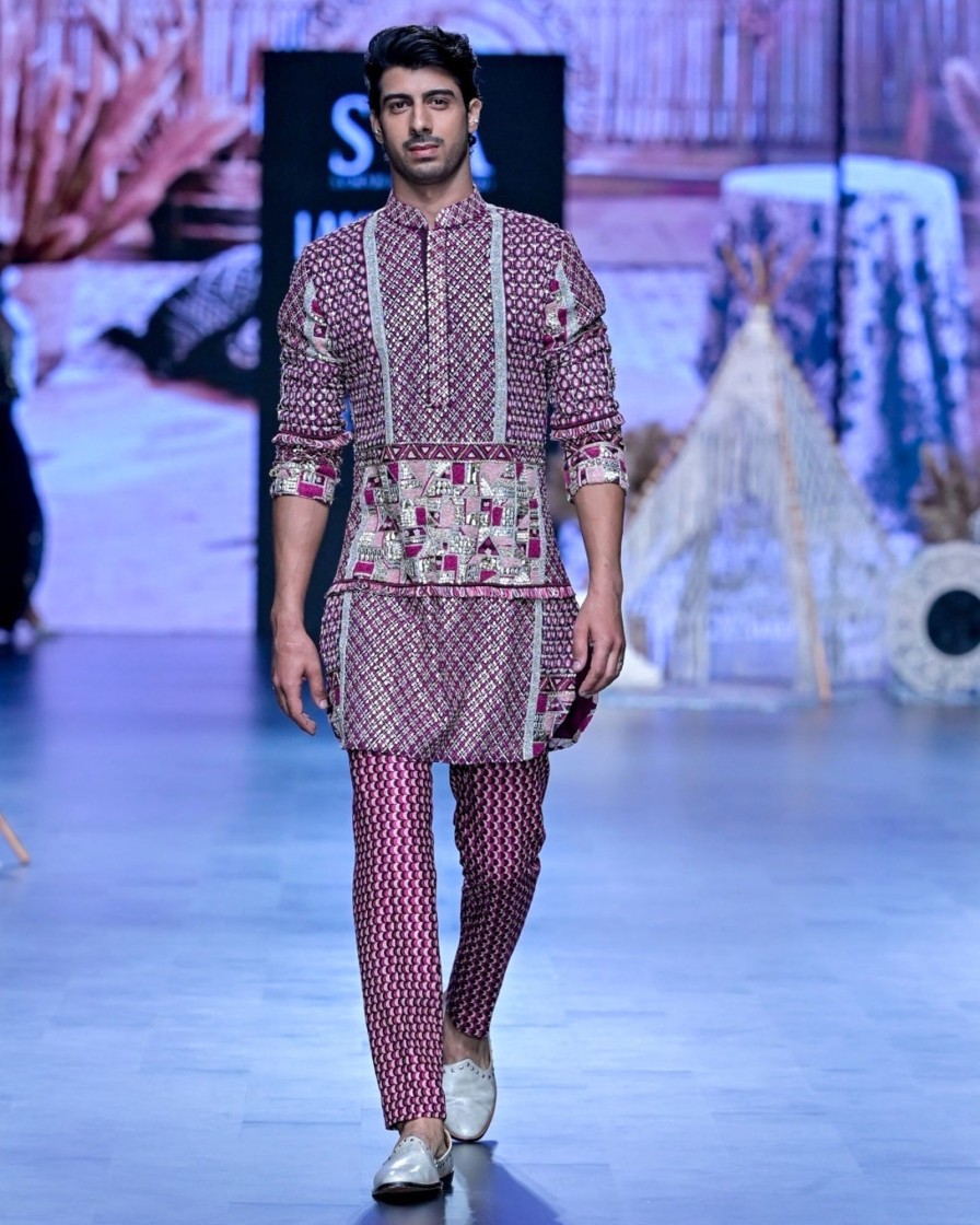 Mens SVA Menswear | Merlot Patchwork Kurta Set