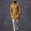 Mens Arjan Dugal | Mustard Embroidered Kurta Set