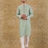 Mens Devnaagri Mens | Sage Green Chanderi Kurta Set