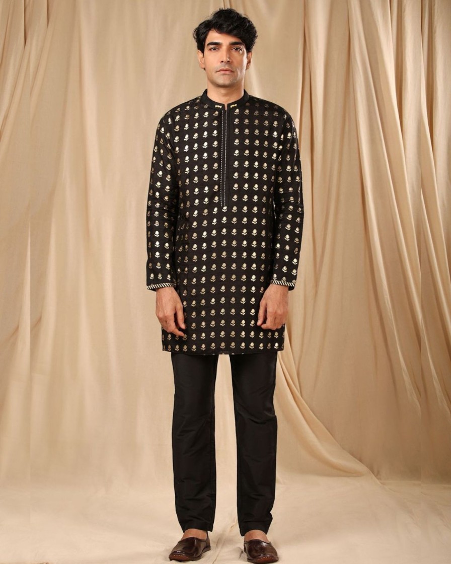 Mens House of Masaba Mens | Black Wallflower Kurta Set