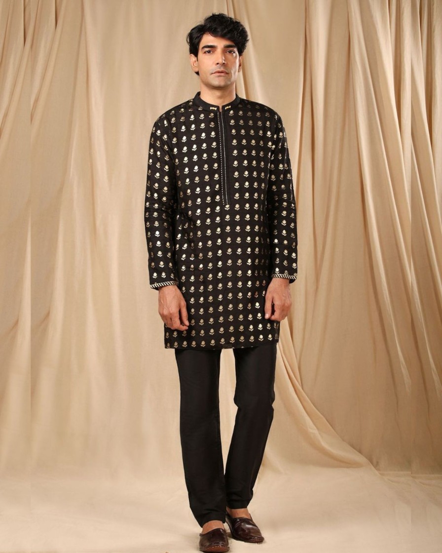 Mens House of Masaba Mens | Black Wallflower Kurta Set