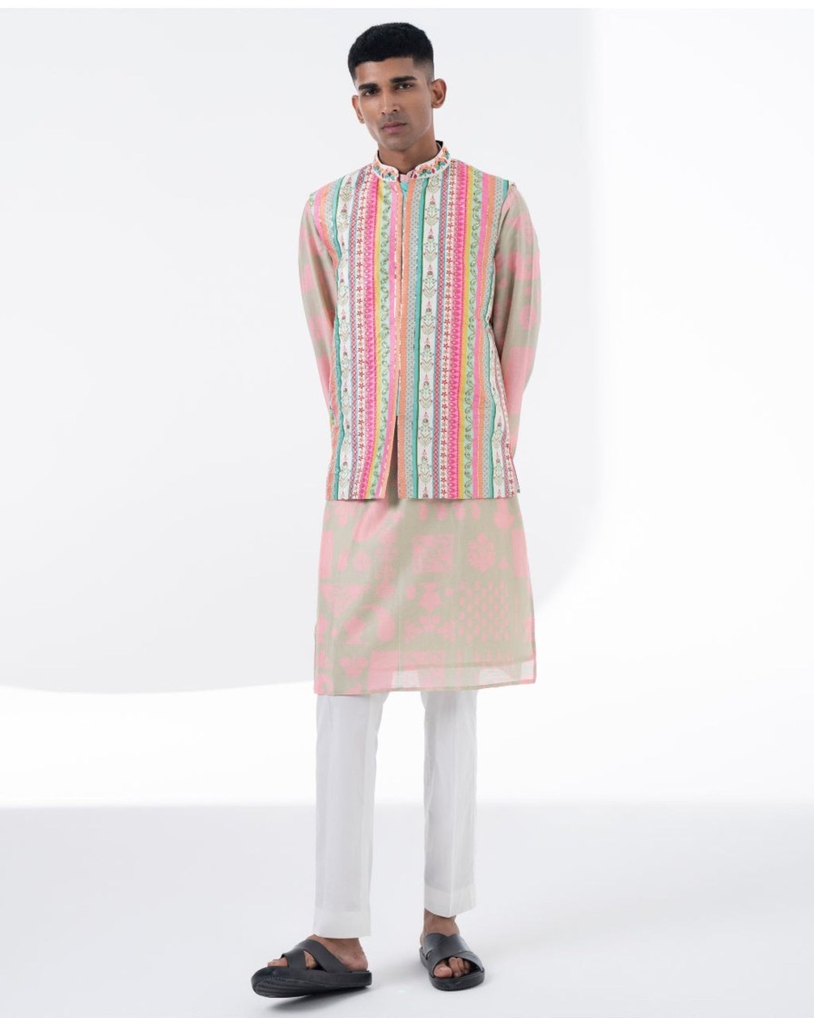 Mens Siddhartha Bansal Mens | Lavender Hush And Powder Pink Printed Kurta Set