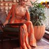 Womens Kalighata | Rust Orange Boota Jacket Sharara Set