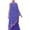 Womens Siddhartha Bansal | Royal Purple Embroidered One Shoulder Dress And Jumpsuit