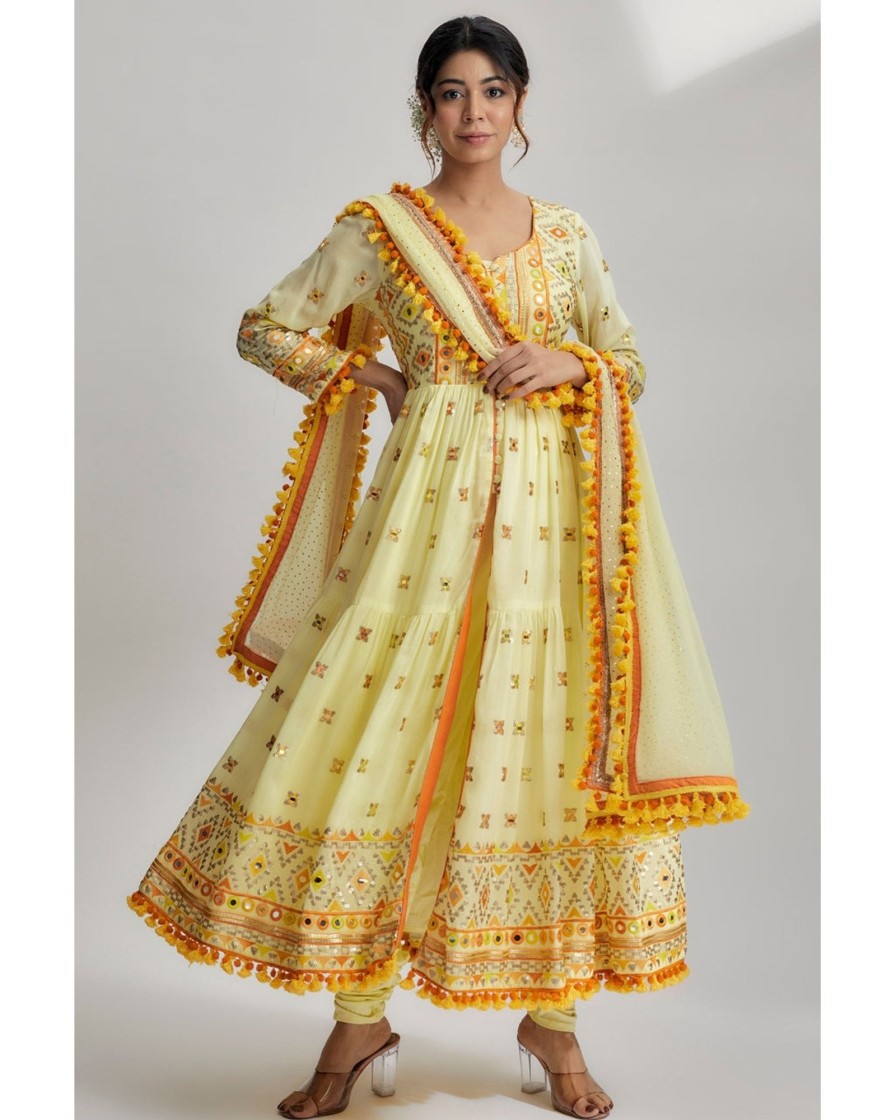 Womens Gopi Vaid | Riana Tiered Ag With Churidar