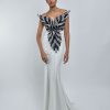 Womens Amit Aggarwal | Ivory Hand Embroidered Gown