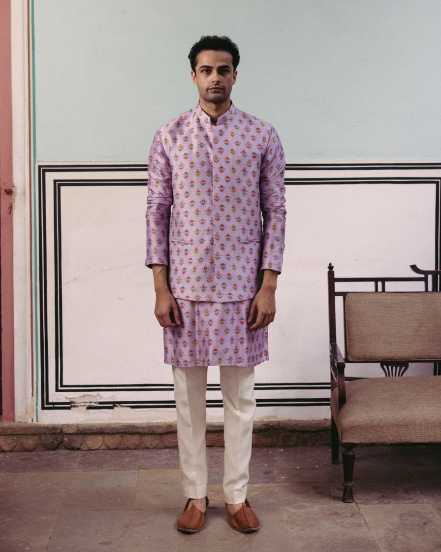 Mens Drishti u0026 Zahabia Mens | Lilac Kurta Bandi Set