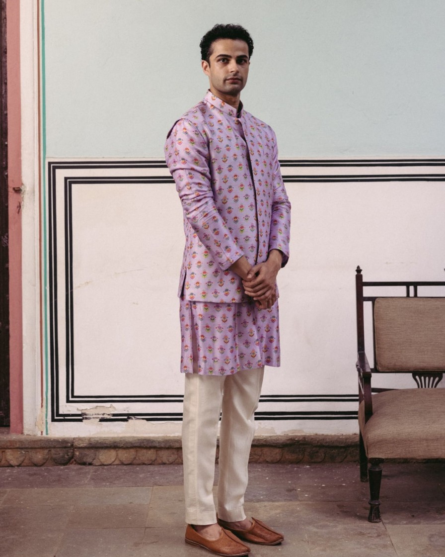 Mens Drishti u0026 Zahabia Mens | Lilac Kurta Bandi Set