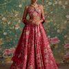 Womens Ridhi Mehra | Royal Fuchsia Print Demi Lehenga Set