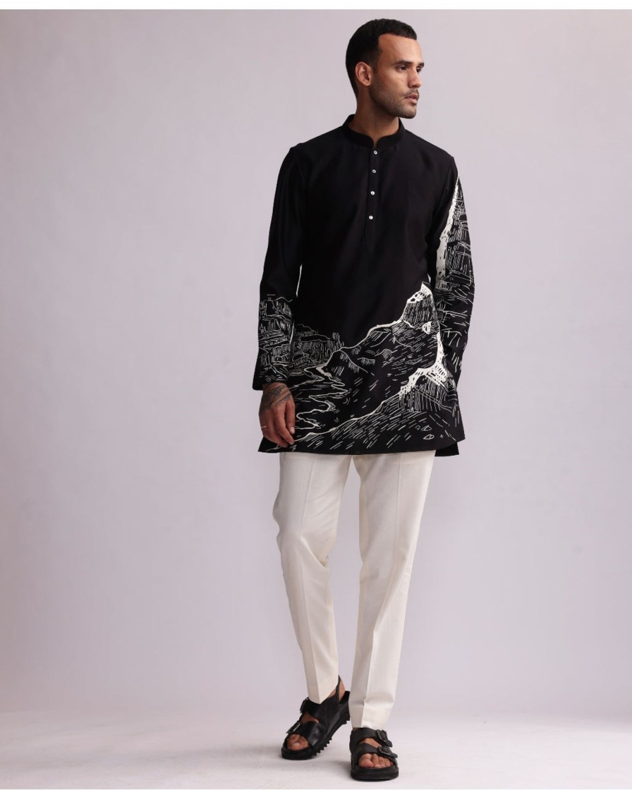 Mens Country Made | Black Canyon Embroidered Kurta Set