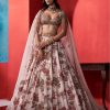 Womens Dolly J | Leia Seashell Pink Big Floral Jaal Bridal Lehenga Set