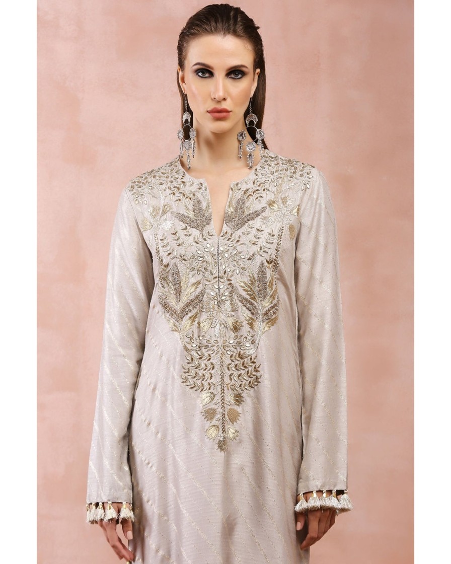 Womens Payal Singhal | Gray Bagh Embroidered Kaftan