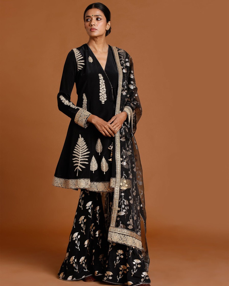 Womens House of Masaba | Black Periwinkle Angrakha Set