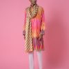 Mens Siddhartha Bansal Mens | Yellow Pink Chevron Printed Kurta Set