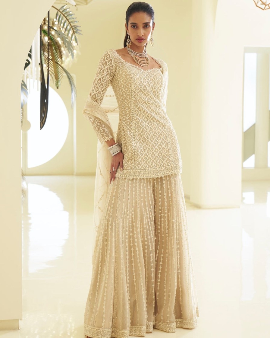 Bridal Seema Gujral | Nude Dori Sharara Set