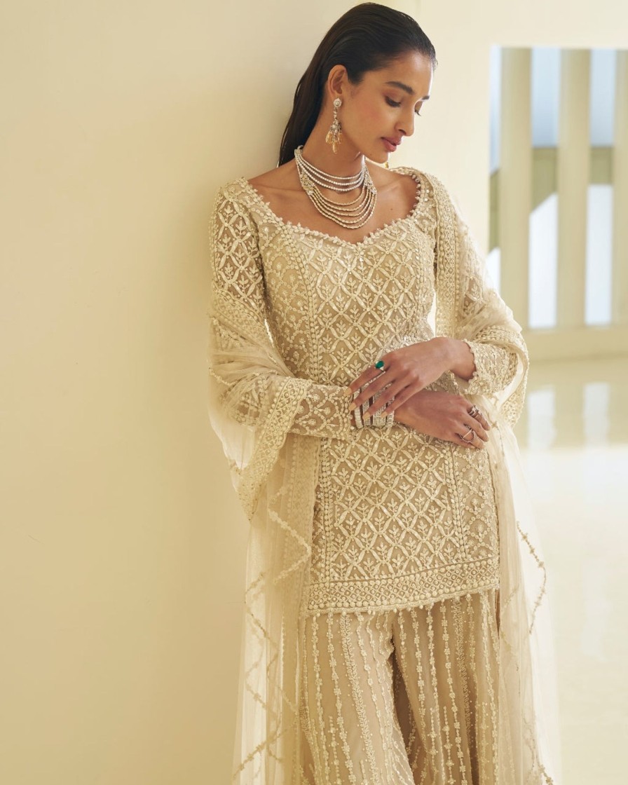 Bridal Seema Gujral | Nude Dori Sharara Set