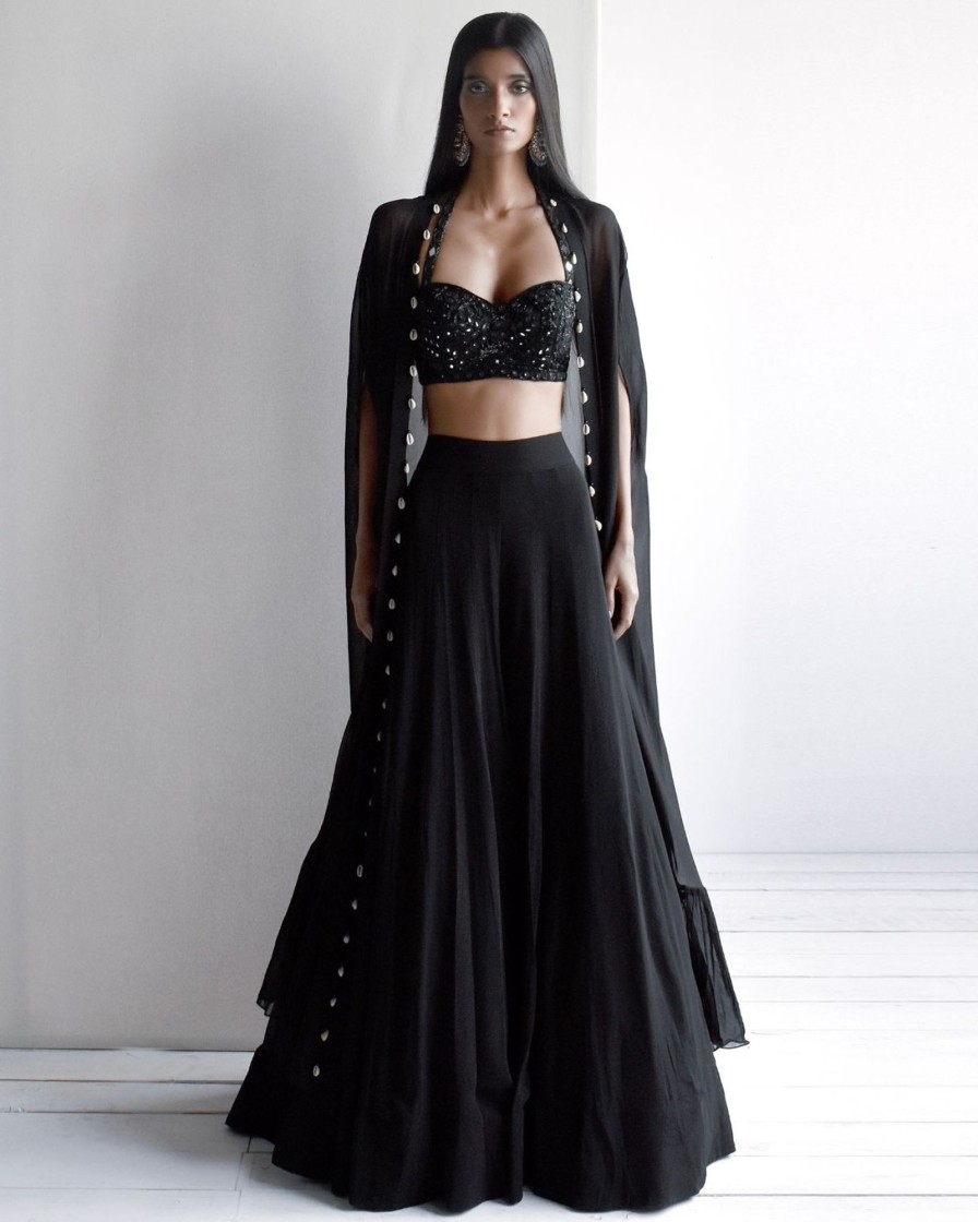 Womens Arpita Mehta | Solid Black Sharara Set