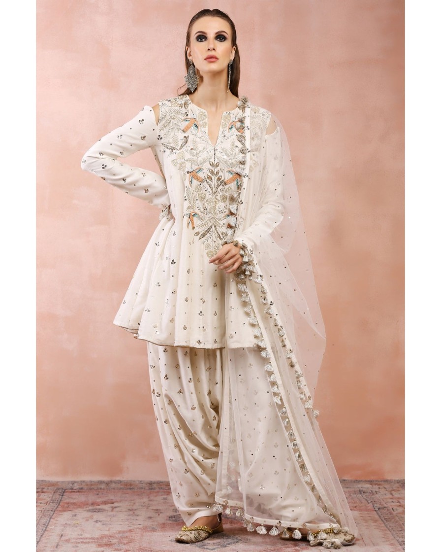 Womens Payal Singhal | Off White Embroidered Kurta With Salwaar And Dupatta