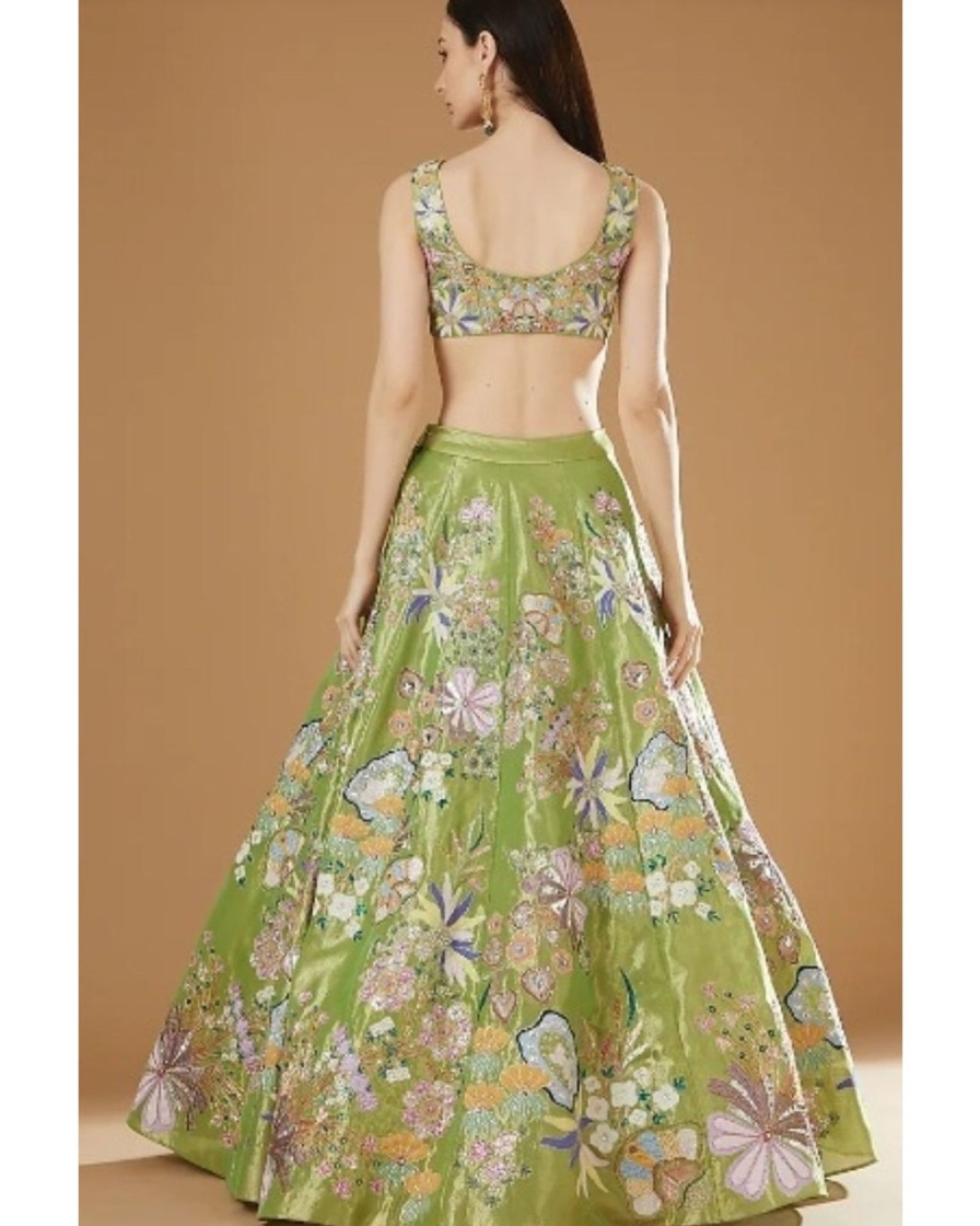 Womens Aisha Rao | Green Naznin Lehenga Set