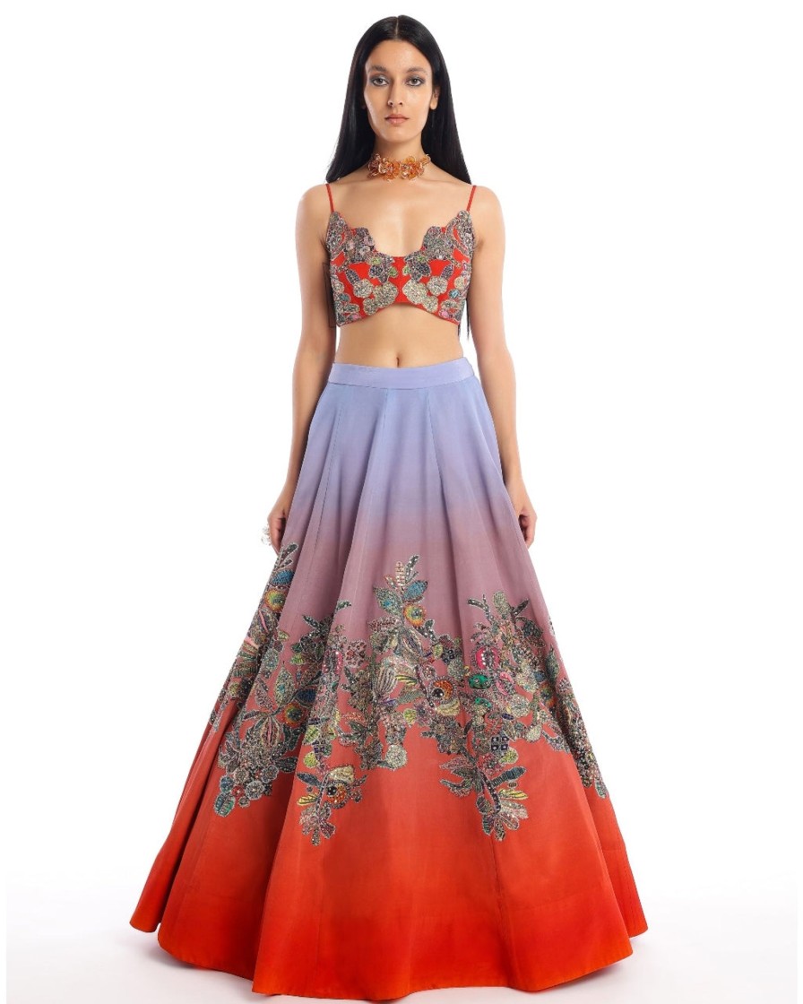 Womens Aisha Rao | Purple Red Twin Flame Lehenga Set