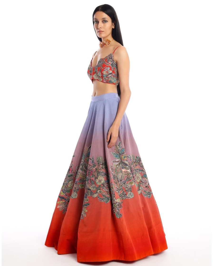 Womens Aisha Rao | Purple Red Twin Flame Lehenga Set