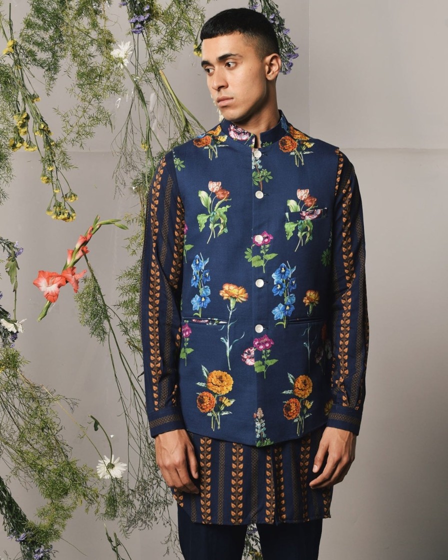 Mens Project Bandi | Midnight Riga Kurta U0026 Pajama