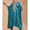 Womens Payal Singhal | Teal Blue Embroidered Yoke Kaftan Set