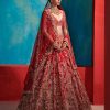 Bridal Dolly J | Etta Carmine Red Floral Garden Bridal Lehenga Set