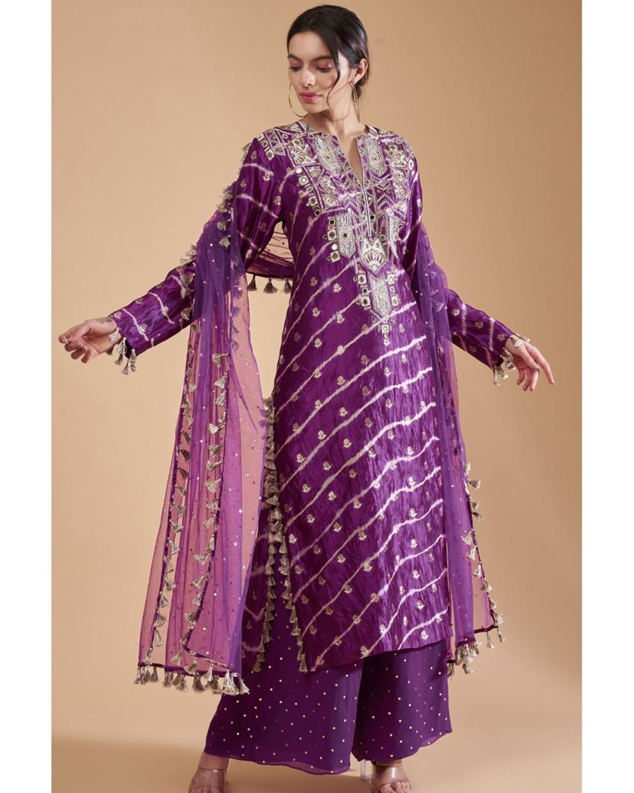 Womens Payal Singhal | Purple Embroidered Kurta Set