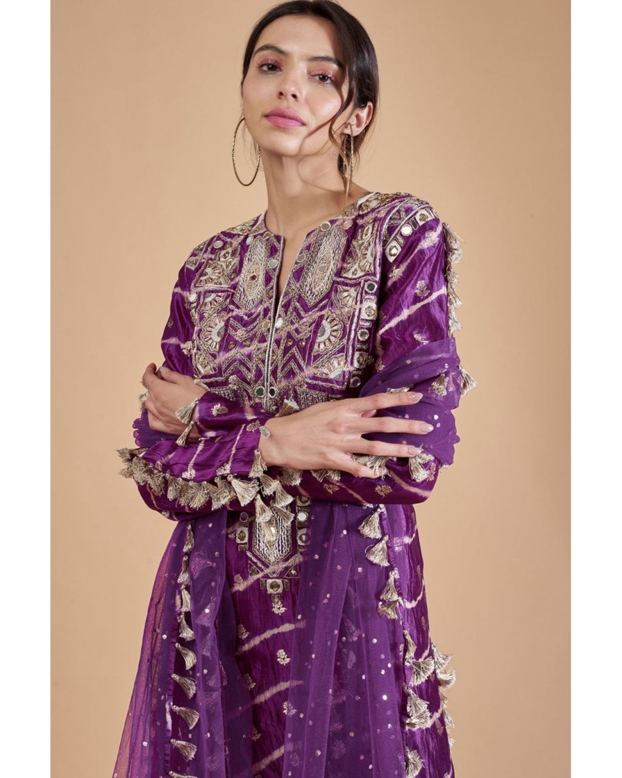 Womens Payal Singhal | Purple Embroidered Kurta Set