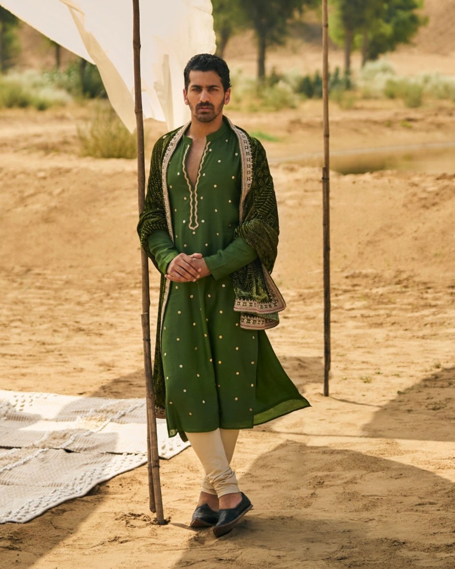 Mens Punit Balana Menswear | Kacha Aam Kurta Paired With Dushala U0026 Churidar