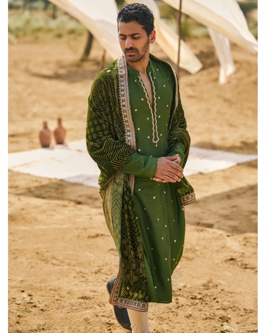 Mens Punit Balana Menswear | Kacha Aam Kurta Paired With Dushala U0026 Churidar