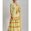 Womens Gopi Vaid | Yellow Maahika Layered Sharara Set