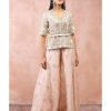 Womens Payal Singhal | Rose Pink Applique Embroiderd Short Kurta And Sharara