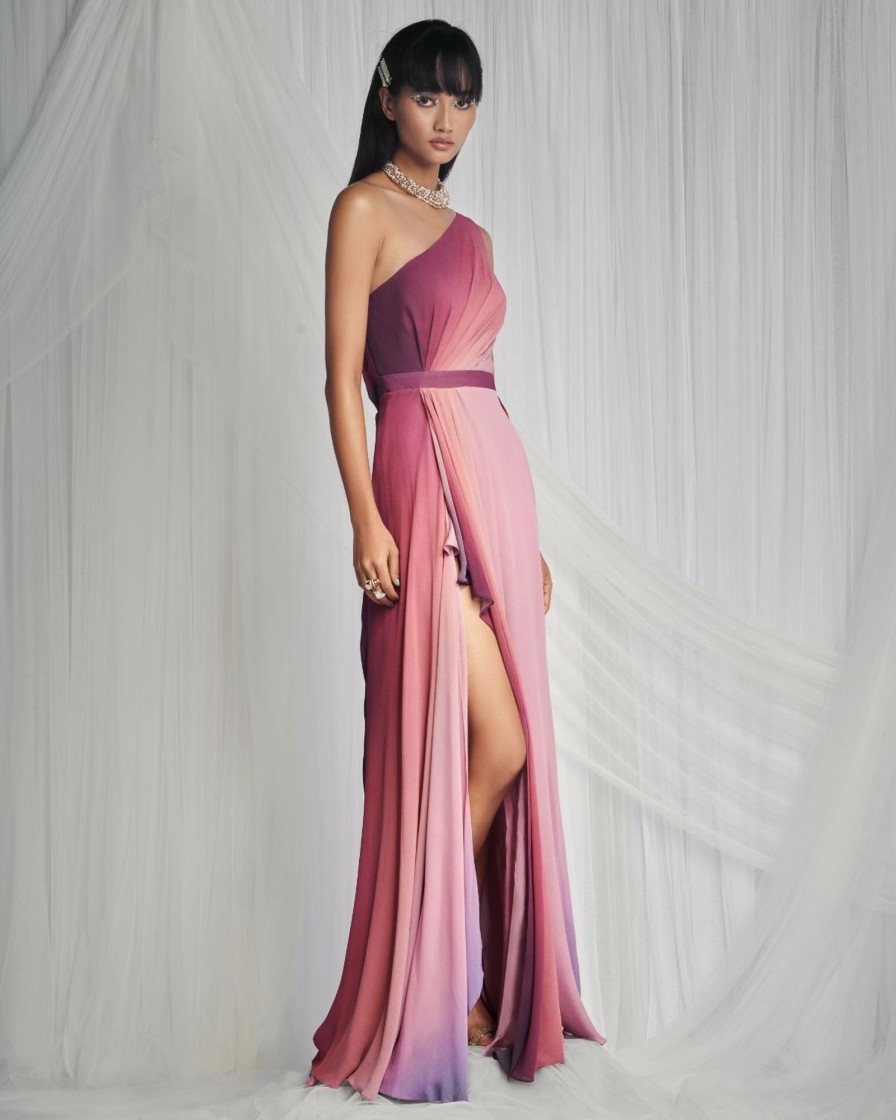 Womens Mala u0026 Kinnary | Dusk One Shoulder Gown